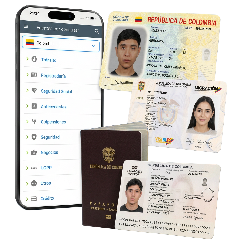 Aplicación móvil Verifíquese Cédula junto a cédula, pasaporte y permiso de protección temporal colombianos